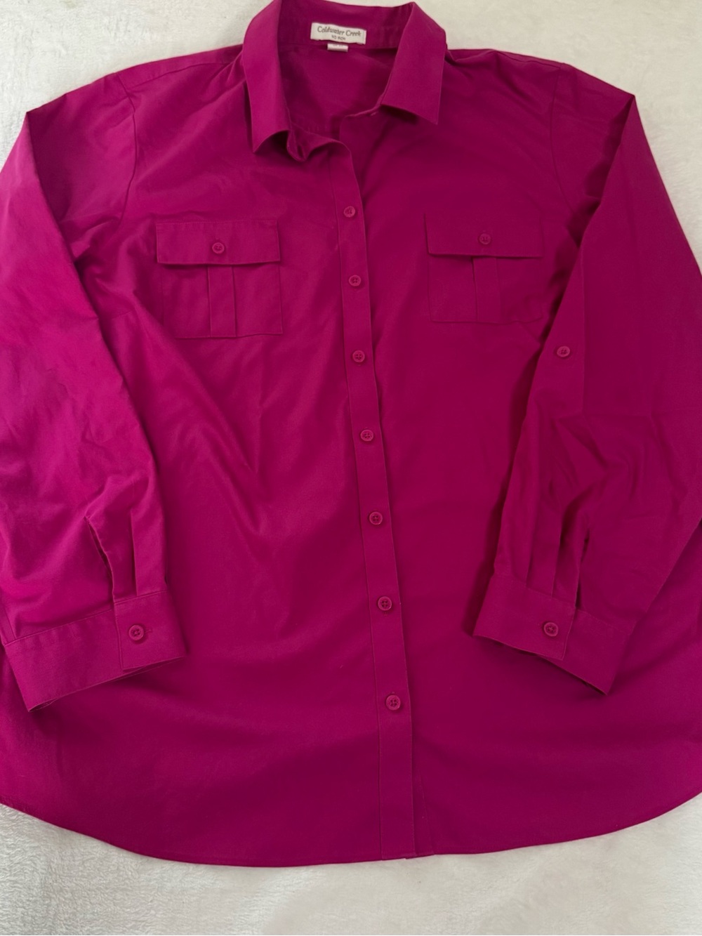 Coldwater Creek Women 2X 20/22 Pink Button Front Utility Shirt Cotton Plus